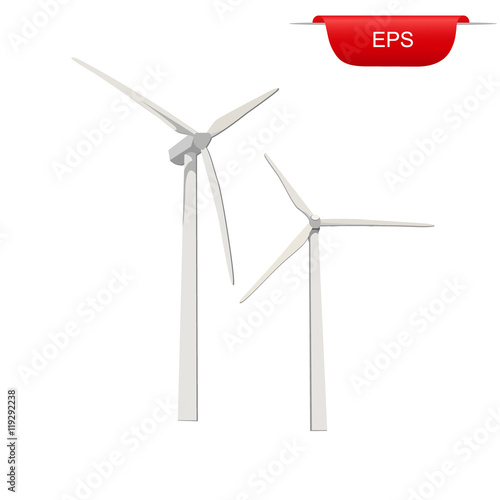 wind turbines, renewable energy, design elements, vector illustration