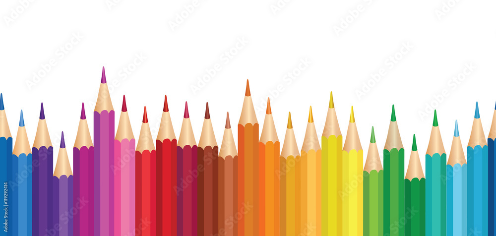 Crayon background. Colorful pencil seamless horizontal border pattern.  Illustration Stock | Adobe Stock