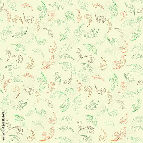 Floral pattern. Fall lacy leaves seamless ornametnal background. Nature plant texture