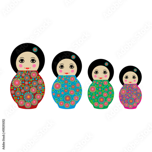 Vector set of four russian matryoshka dolls