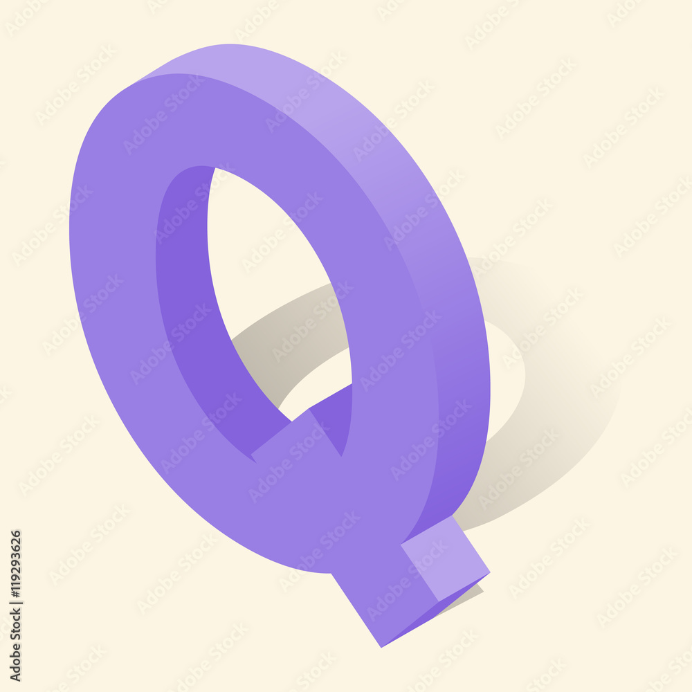 Q letter in isometric 3d style with shadow. Violet Q letter vector illustration Q letter in isometric 3d style with shadow. Violet Q letter vector illustration