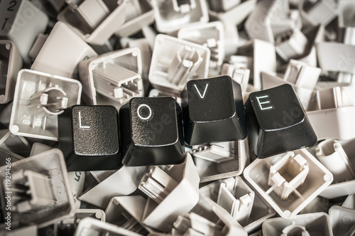 Close up view of some keys with word LOVE