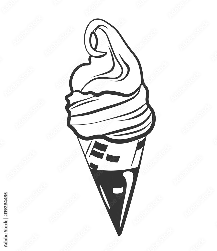 Ice Cream in a waffles isolated on white background. Hand drawing doodle vector Ice Cream in a waffles isolated on white background. Hand drawing doodle vector