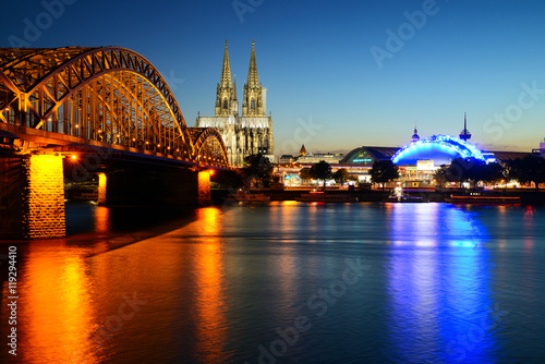 Cologne Cathedral (Dom) and Hohenzollern Bridge, Cologne, Germany