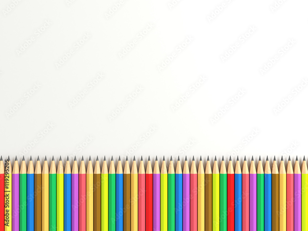 Color pencils isolated on white background close up. Colored style