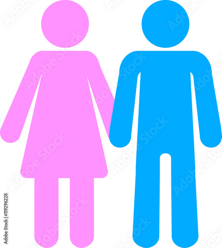 Man and woman pink blue toilet silhouettes