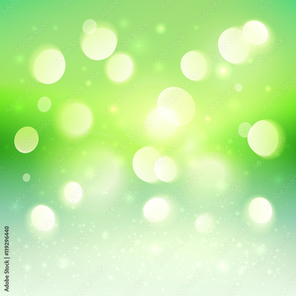 Obraz premium Green shining bokeh effect vector background