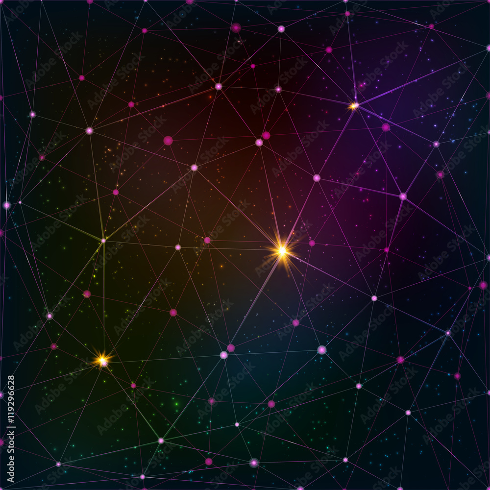 Abstract triangle grid on cosmic background Abstract triangle grid on cosmic background