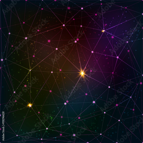 Abstract triangle grid on cosmic background