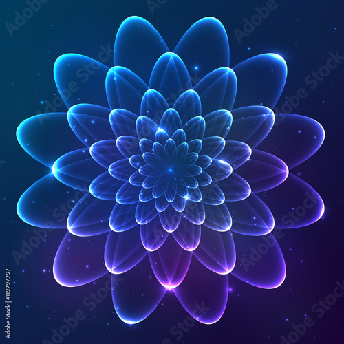 Blue shining vector cosmic flower