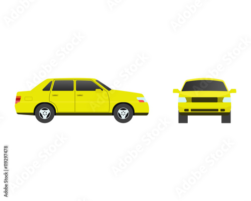 Car sedan vehicle transport type design sign technology style vector. Generic sedan car design flat vector illustration isolated on white. Transport sedan object