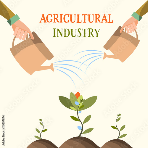 Growing flowers , Agriculture, farming , garden. Vector illustration