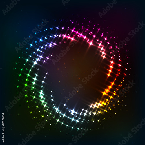 Abstract circle shining lights vector frame