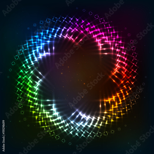 Abstract circle shining lights vector frame