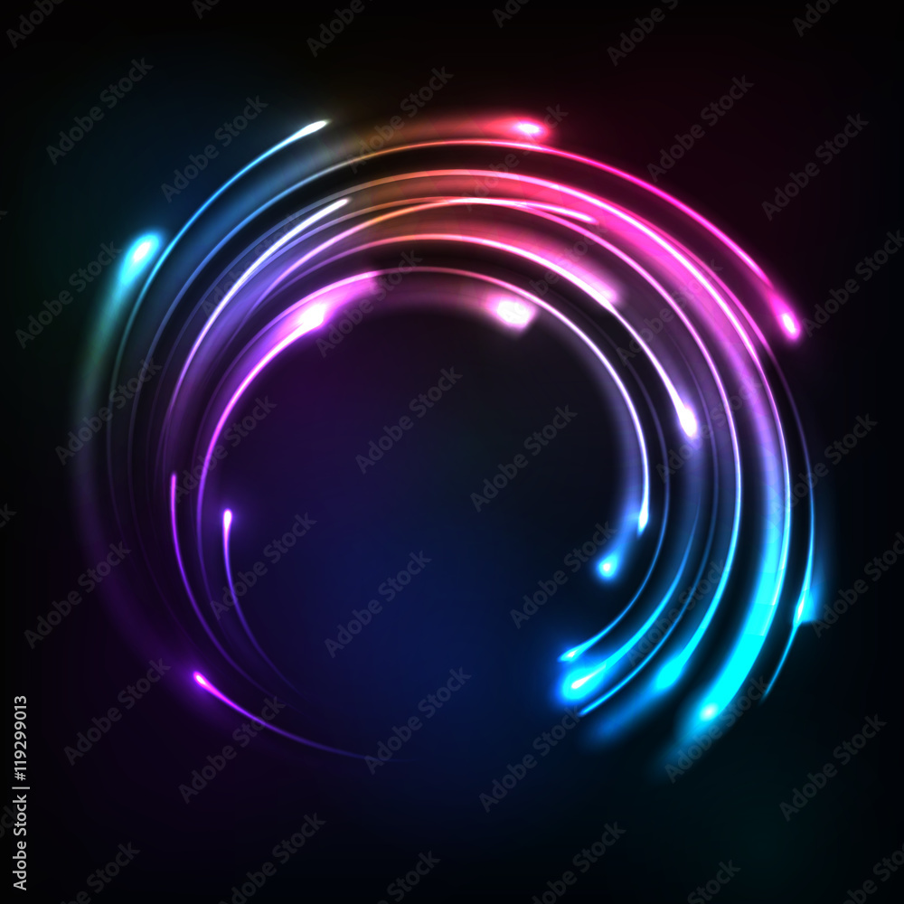 Shining rainbow neon lights circle frame Shining rainbow neon lights circle frame