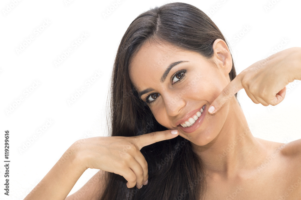 Beautiful woman with big white smile Beautiful woman with big white smile