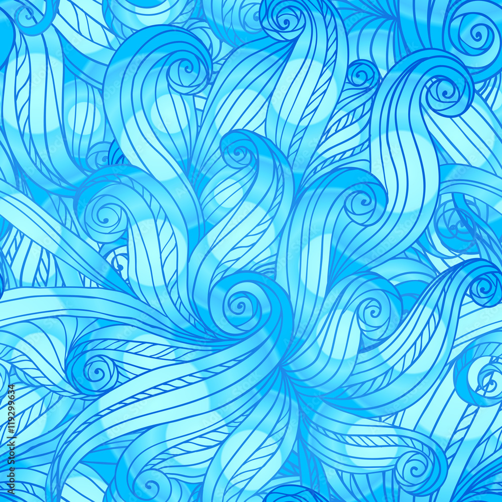 Blue curls vector seamless pattern Blue curls vector seamless pattern
