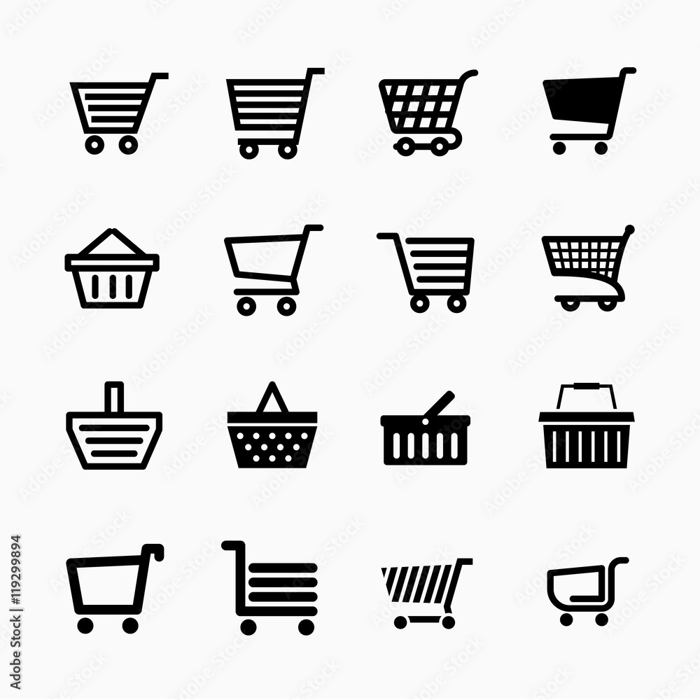 Shopping cart icons set, Add to cart website symbols, user interface pictograms for webdesign or application design,, vector illustration Shopping cart icons set, Add to cart website symbols, user interface pictograms for webdesign or application design,, vector illustration