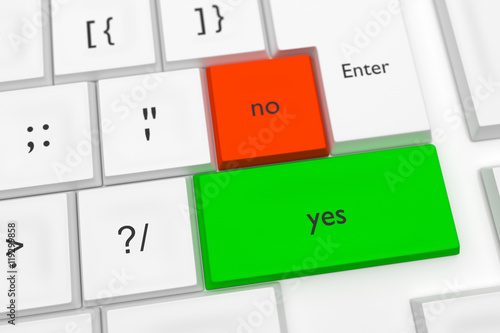 Computer Keyboard With The Words Yes And No As Hot Buttons, 3d illustration photo