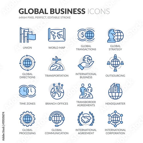 Line Global Business Icons