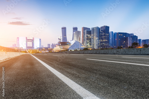 new asphalt road and the beautiful Cityscape in hangzhou © ABCDstock