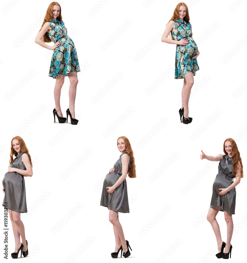 Pregnant woman in composite image isolated on white Pregnant woman in composite image isolated on white