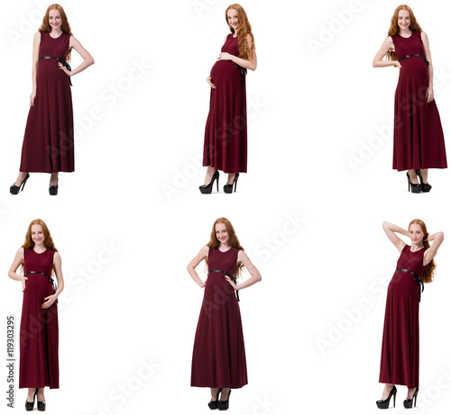 Pregnant woman in composite image isolated on white