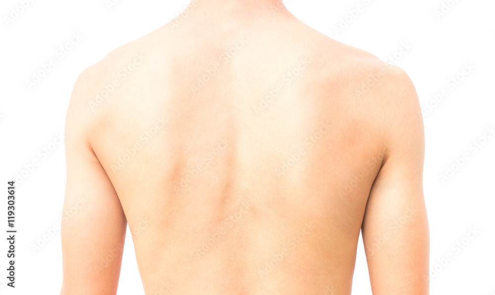 Back of man on white background beauty healthy skin care for men concept Back of man on white background beauty healthy skin care for men concept