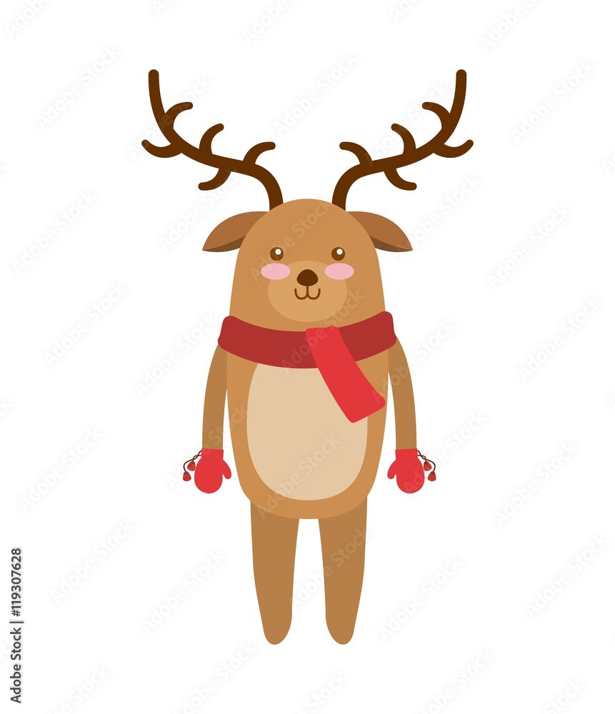 Fototapeta premium cute animal merry christmas isolated icon