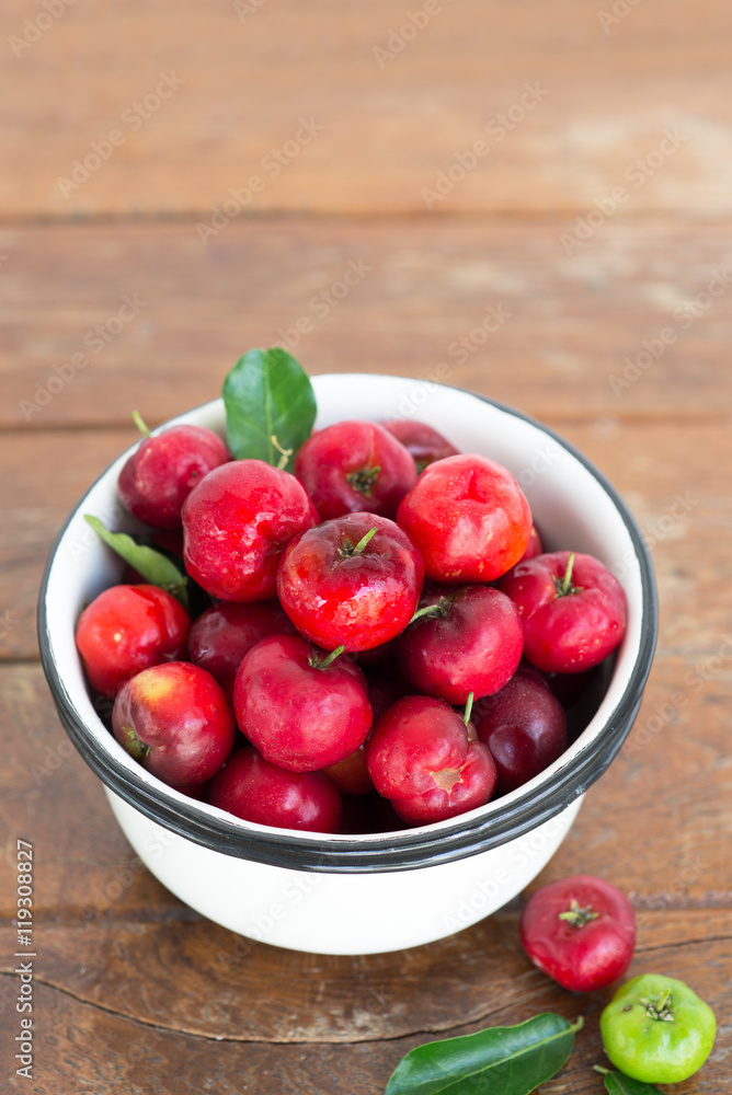 Organic Brazilian Acerola Fruit small cherry.
Organic Brazilian Acerola Fruit small cherry.