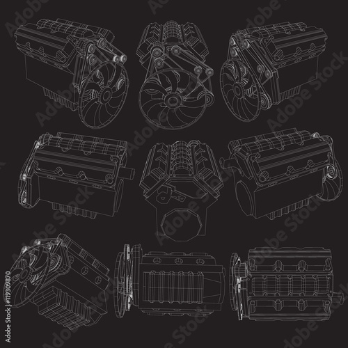 Drawing engine on stripe line pattern.