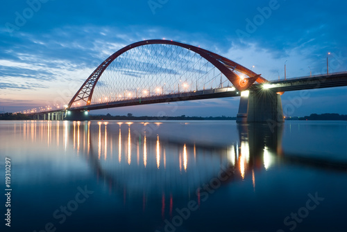 Fototapeta Bugrinsky Bridge over the River Ob, Novosibirsk, Russia, night view