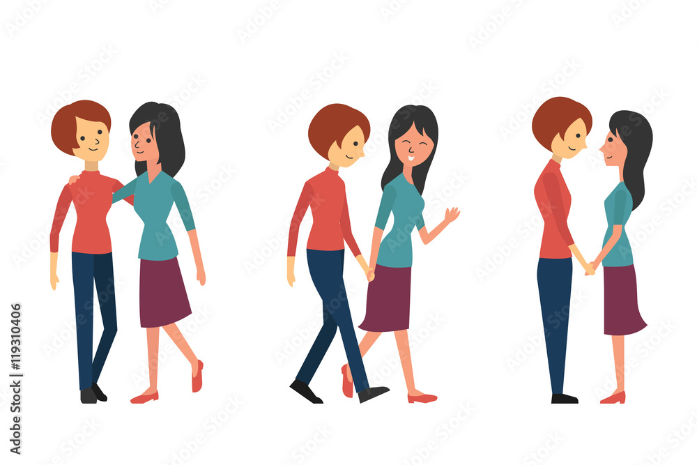 Obraz premium Lesbian couple character set