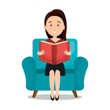 woman reading textbook r icon