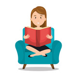 woman reading textbook r icon