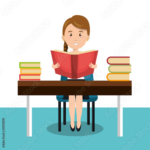 woman reading textbook r icon