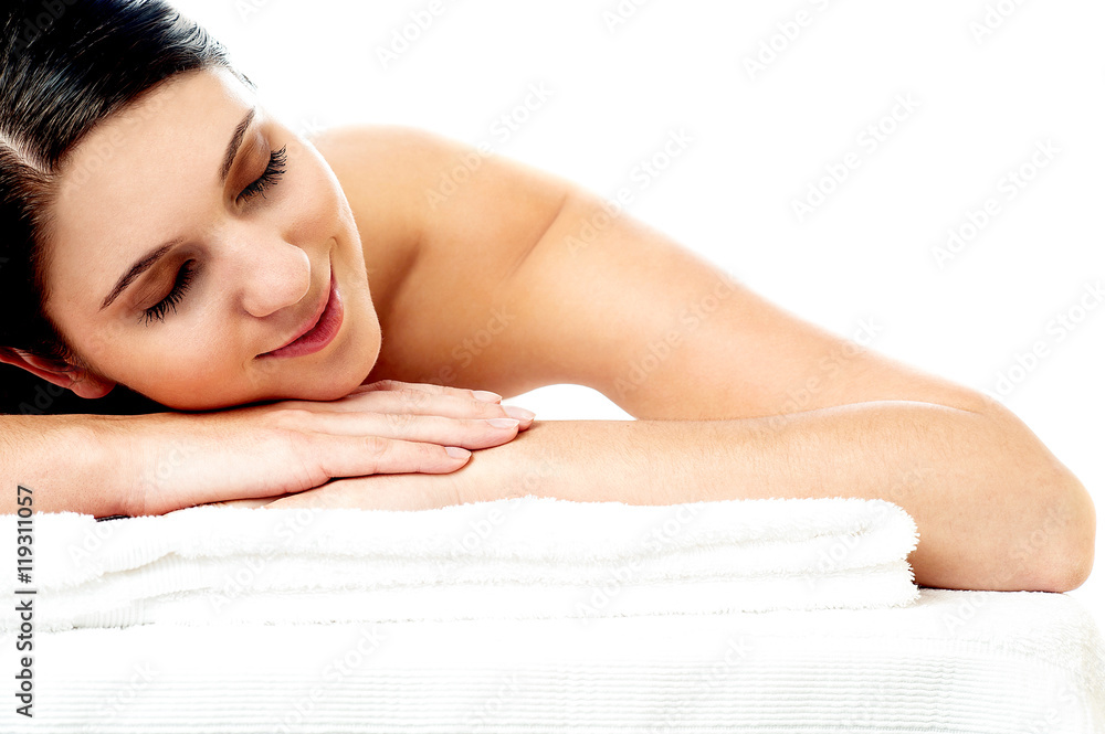 Fototapeta premium Calm female during luxurious massage