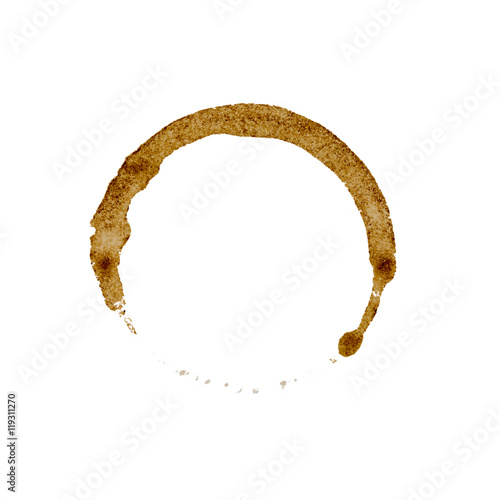 Cofee stain from coffee cup isolated on white background