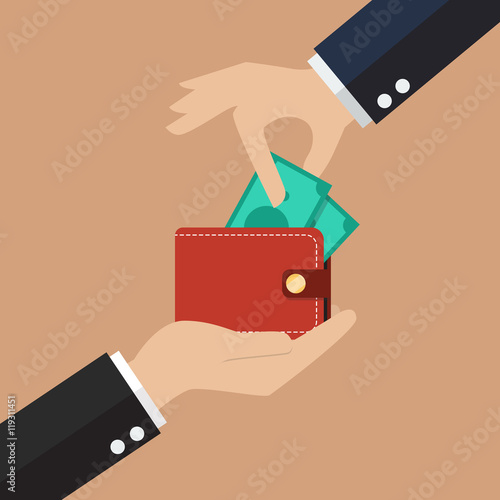 Hand pick a money from other wallet