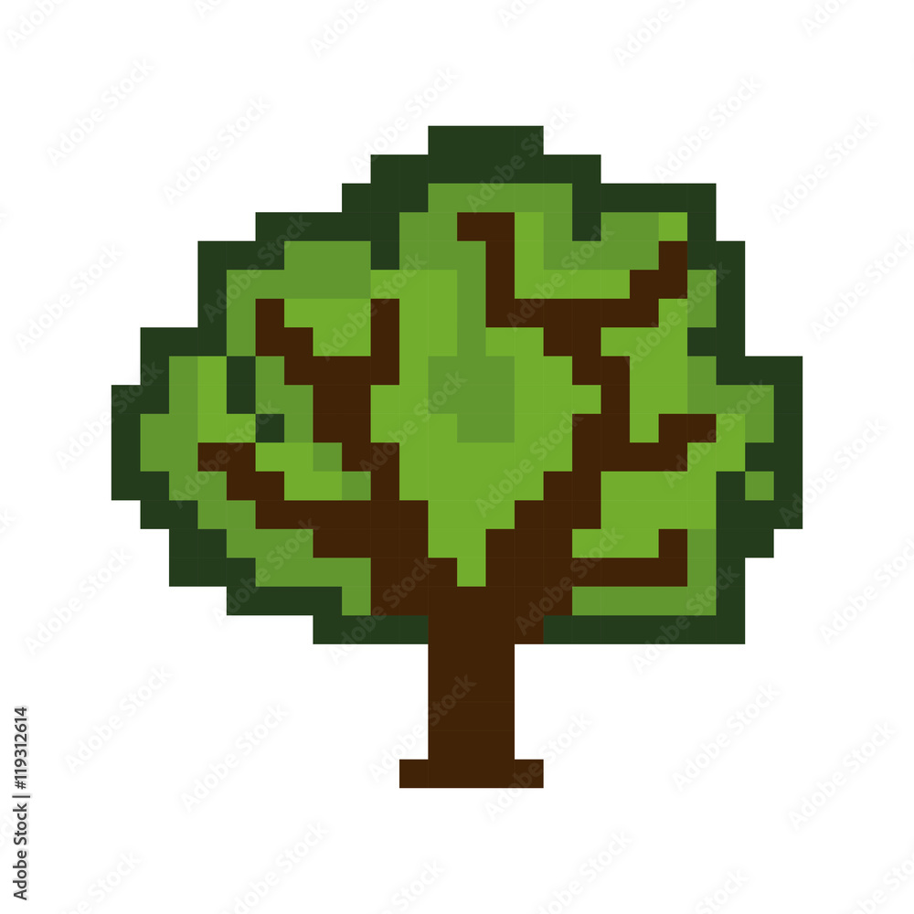 Naklejka premium tree game pixel figure isolated icon