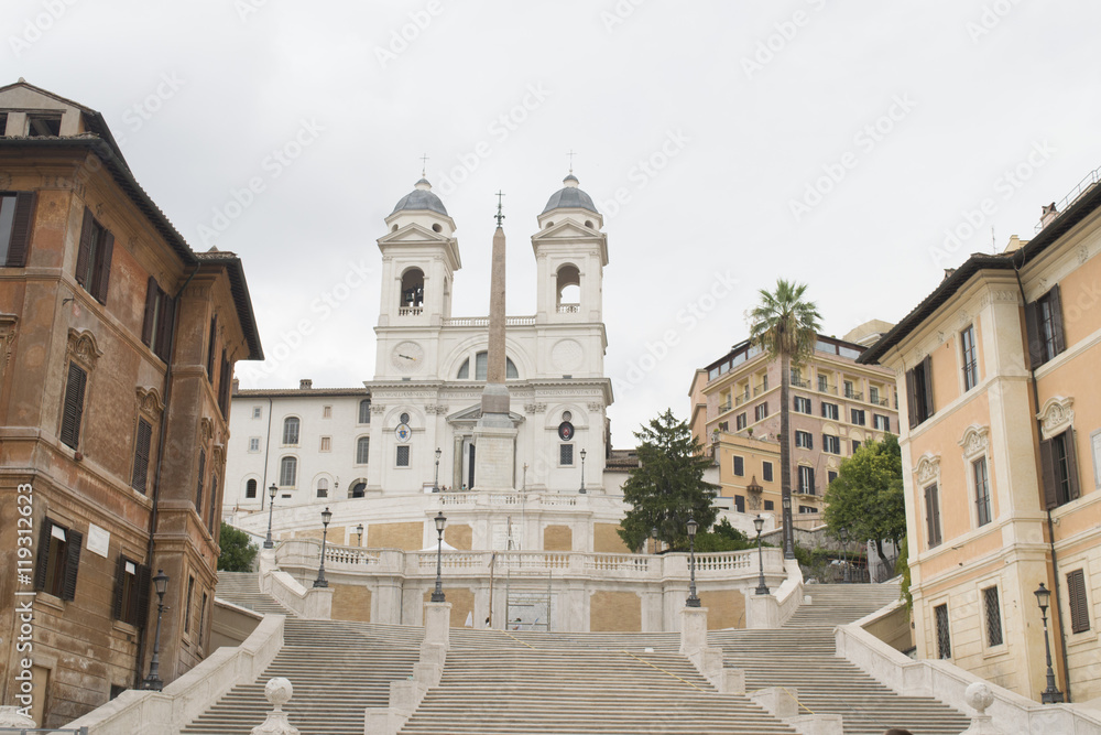 trinità dei monti in rome with famous monumental staircase