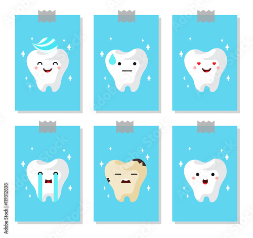 illustration of tooths. bannes set