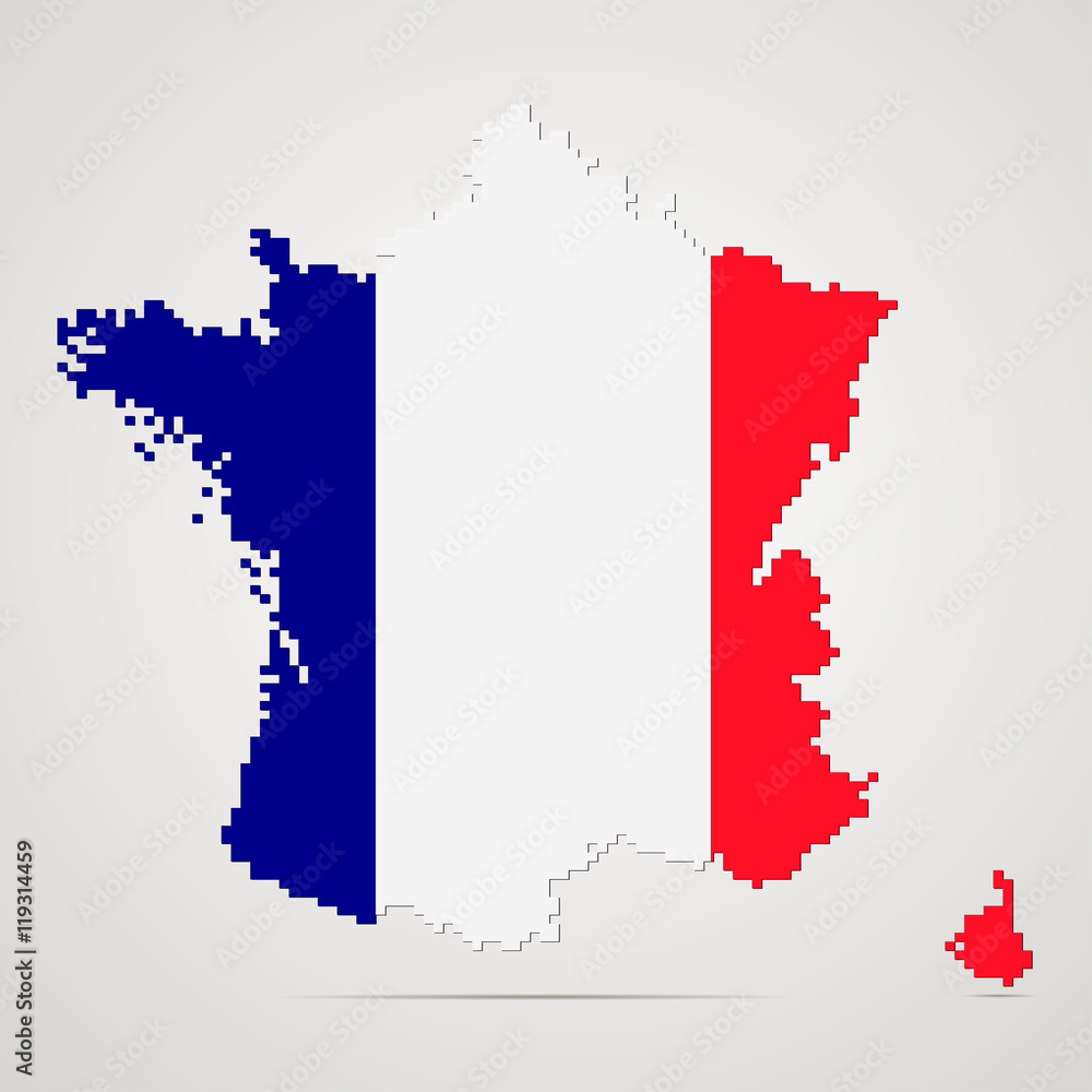 Fototapeta premium Creative pixel France map vector illustration