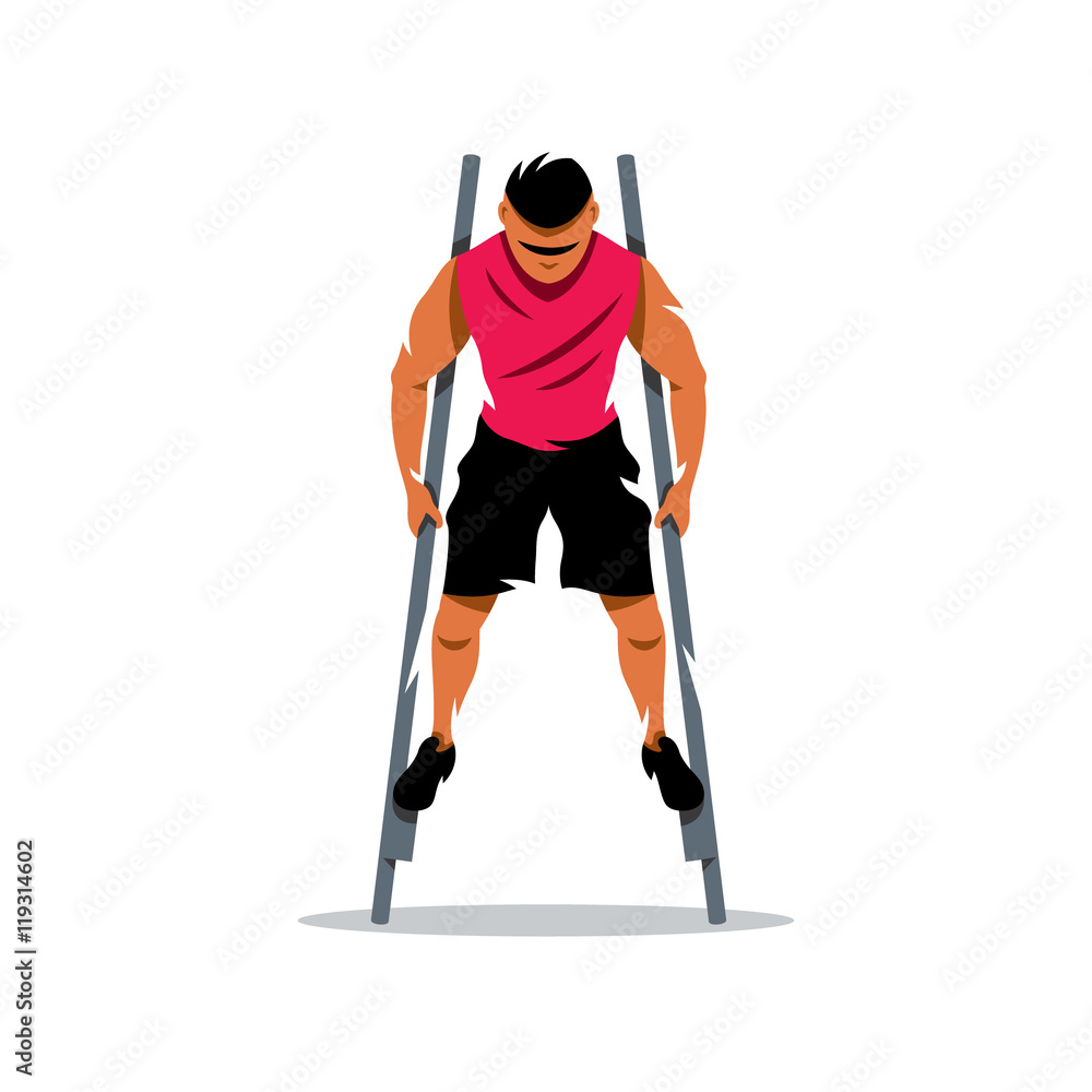 Vector Man on stilts Cartoon Illustration. Stock Vector Adobe Stock