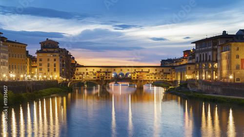 Ponte Vecchio - the bridge market in the center of Florence  Tuscany  Italy