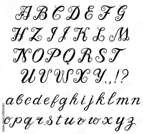 Calligraphy handwritten alphabet