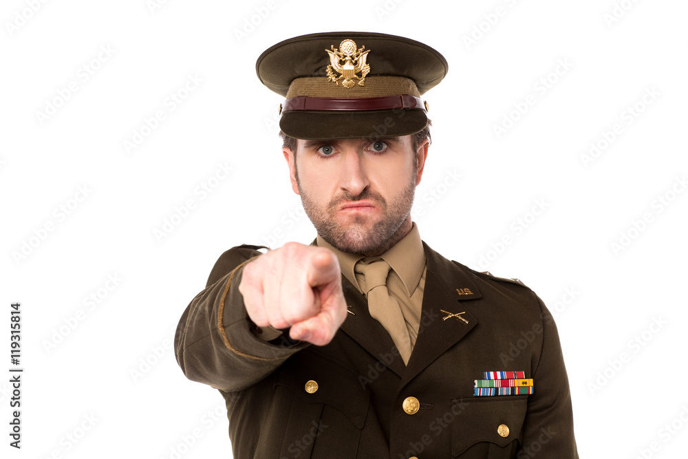 Military serviceman pointing you out Military serviceman pointing you out