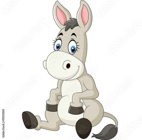 Cartoon funny donkey sitting