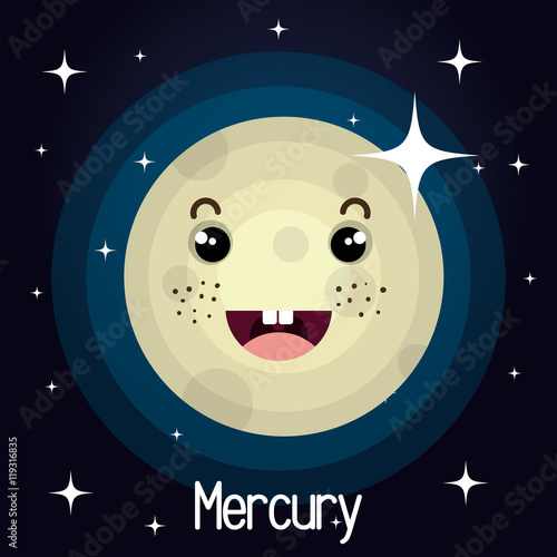 mercury planet character space background vector illustration design