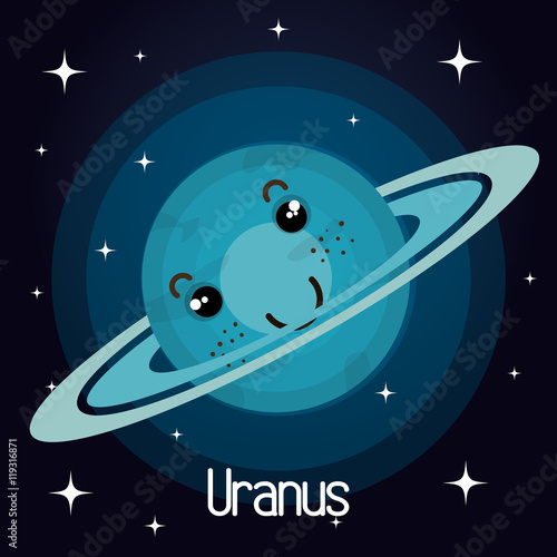 uranus planet character space background vector illustration design